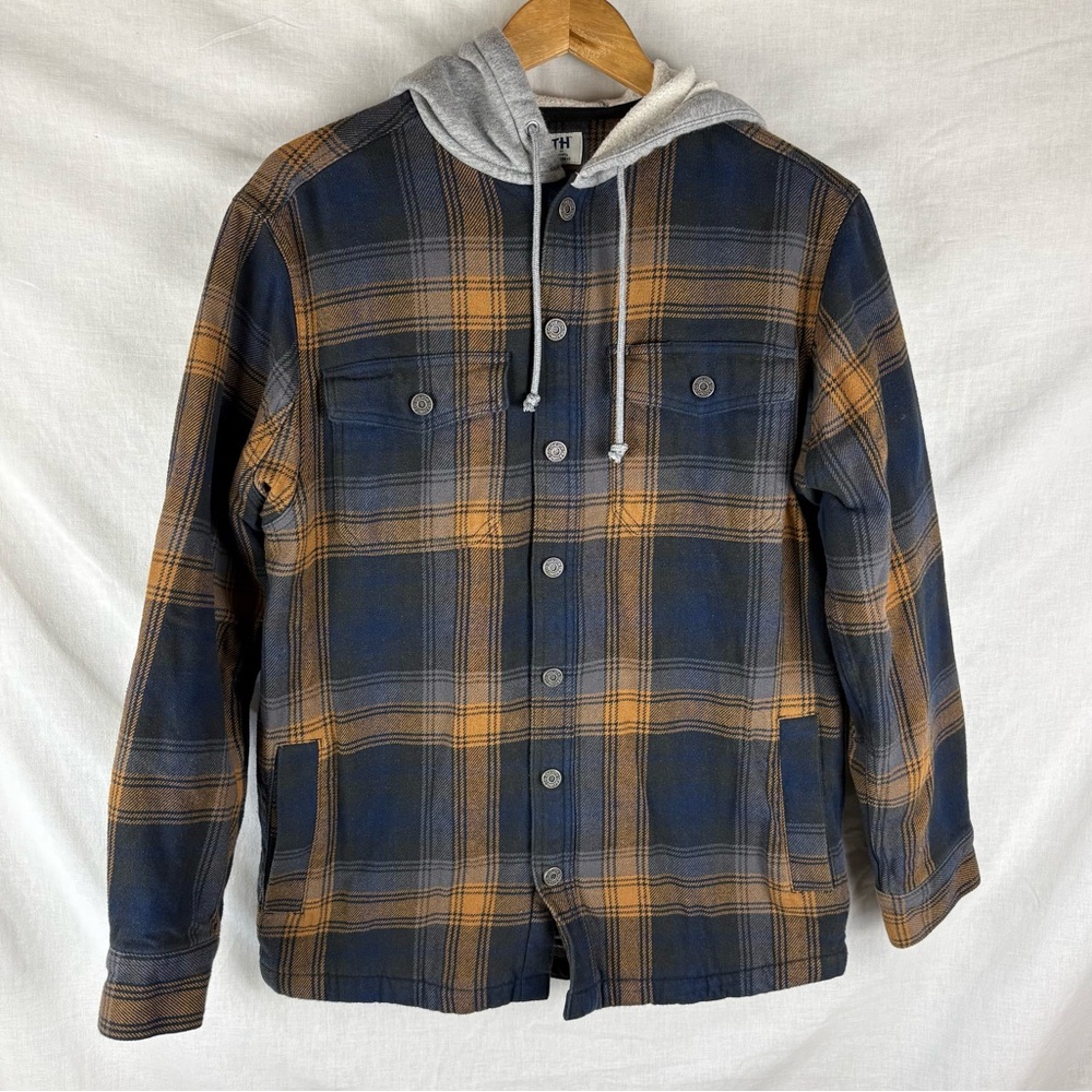 Duluth Trading Co Men's Flapjack Fleece-Lined Hooded Shirt Jac Size S